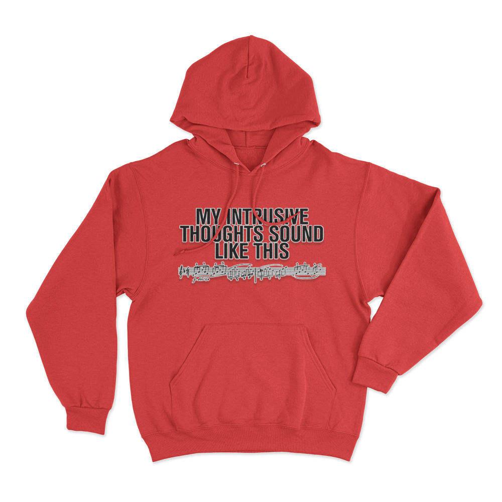 Intrusive Thoughts Unisex Hoodie Red Intrusive Thoughts Unisex Hoodie Red
