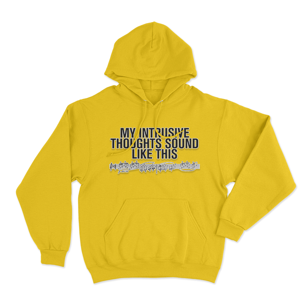 Intrusive Thoughts Unisex Hoodie Yellow Intrusive Thoughts Unisex Hoodie Yellow